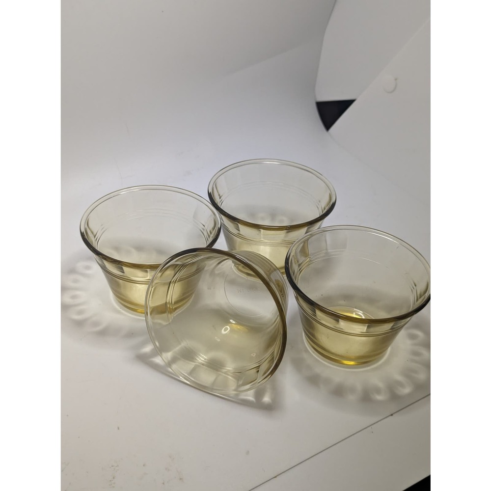 4 Vintage Fortecrisa Mexico Honey Amber Custard Dessert Dipping Cups Bowls